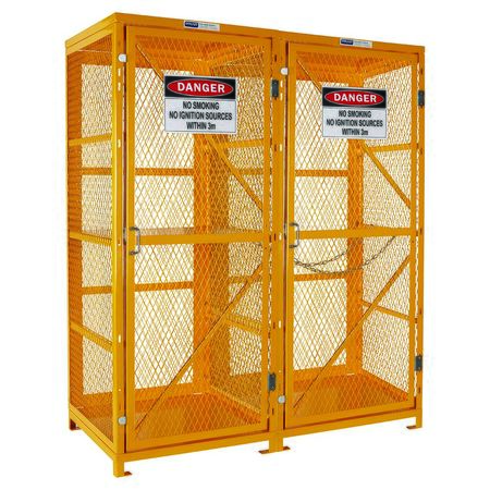 Forklift & Gas Cylinder Storage Cage. 3 Storage Levels Up To 8 Forklift & 9 G-Sized Cylinders PSGC8F9V