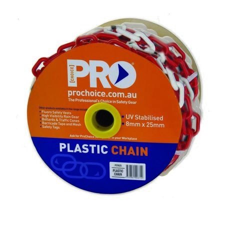 Plastic Safety Chain Red/White 8mm x 25m PCRW825