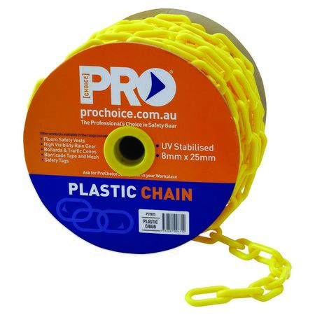 Plastic Safety Chain Yellow 8mm x 25m PCY825
