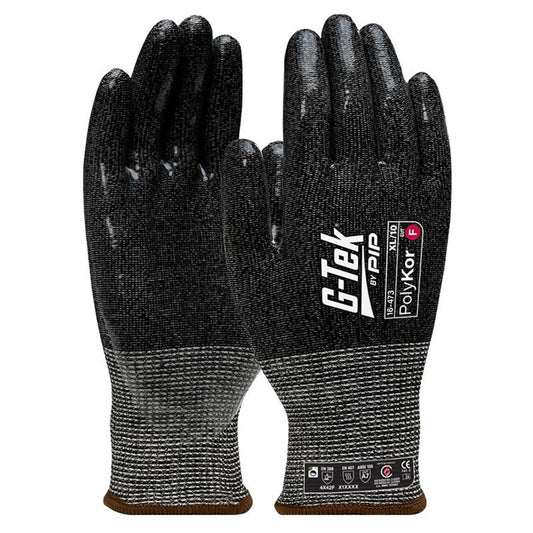 G-Tek PolyKor 13G Cut F Silicone Dip Glove 16-473