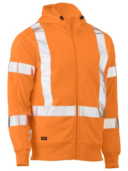 Bisley BK6819XT X Taped Hi Vis Zip Front Fleece Hoodie