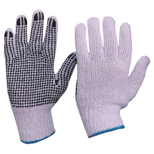 Knitted Poly/Cotton With Pvc Dots Gloves Men'S Size 342KPDB PK12