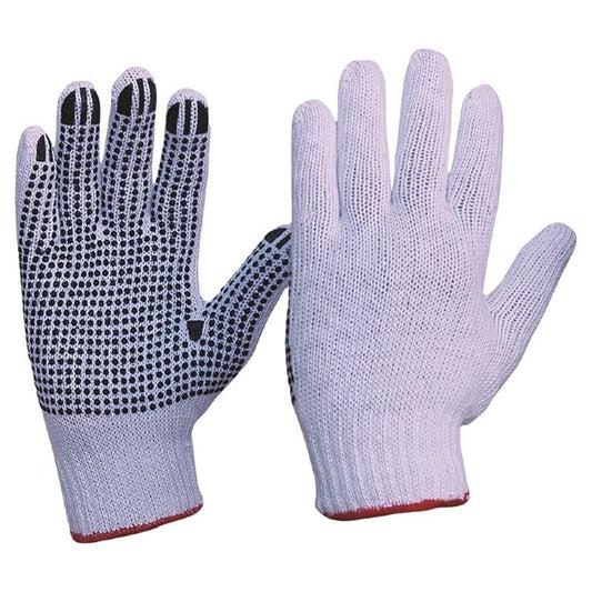 Knitted Poly/Cotton With Pvc Dots Gloves Ladies Size 342KPDBL PK12