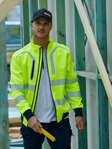 Bisley BJ6979T Taped Hi Vis Soft Shell Bomber Jacket