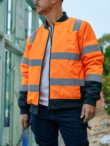 Bisley BJ6730T  Taped Hi Vis Bomber Jacket with Padded Lining