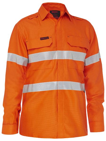 BS8439T Bisley Apex 185 Taped Hi Vis Ripstop FR Vented Shirt