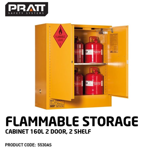 Flammable Liquid Storage Cabinet: 160L - 2 Doors - 2 Shelves 5530AS