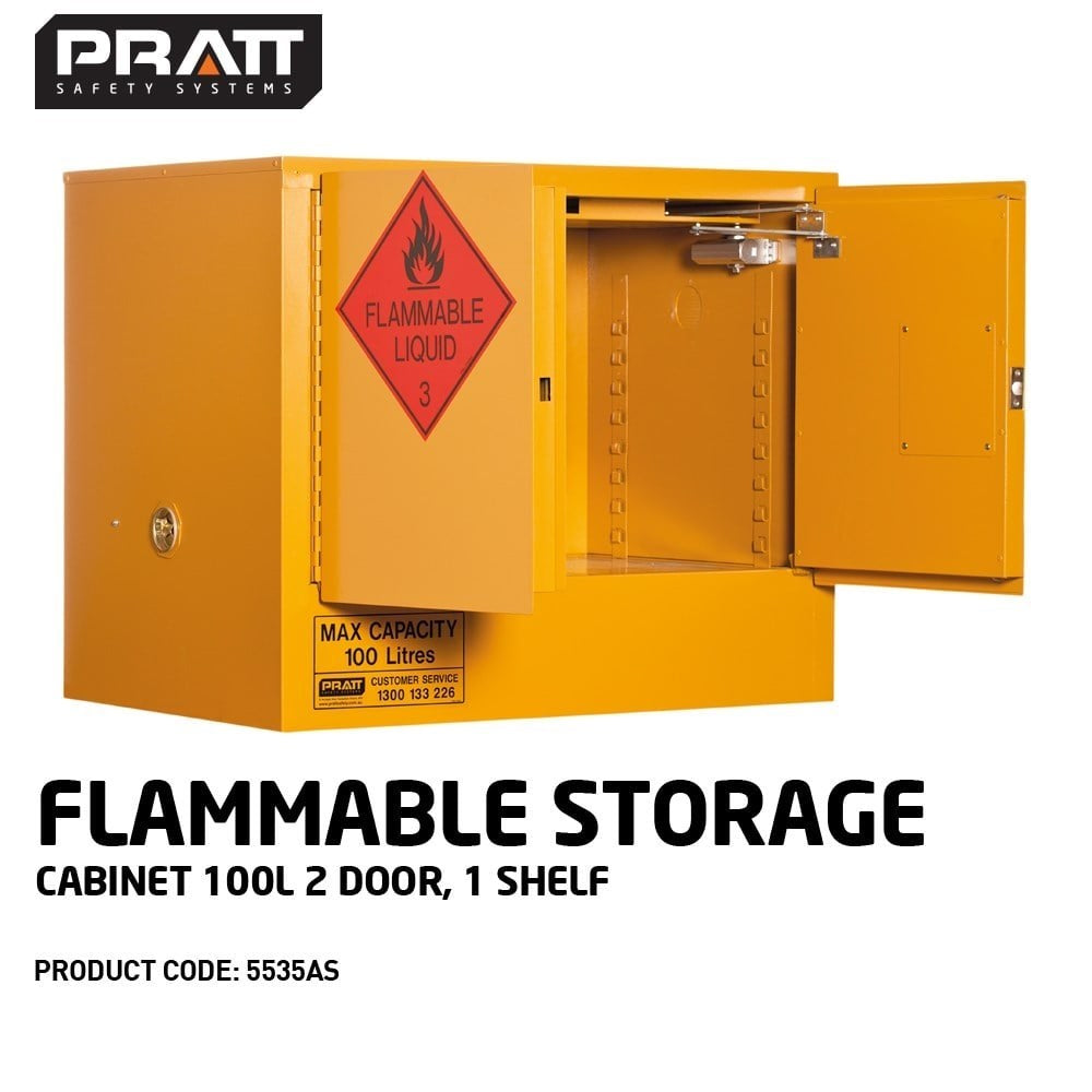 Flammable Liquid Storage Cabinet: 100L - 2 Doors - 1 Shelf 5535AS