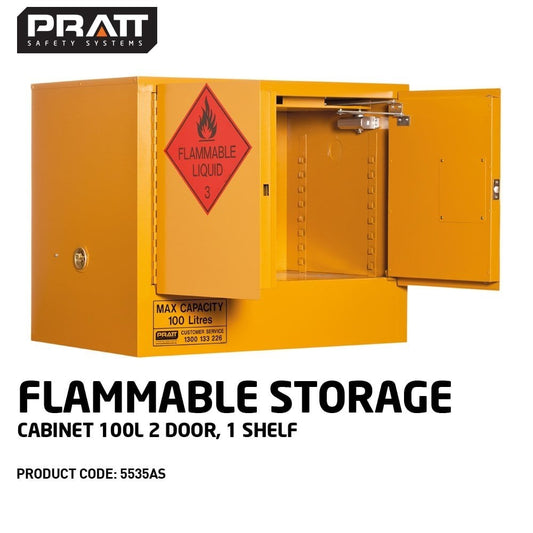 Flammable Liquid Storage Cabinet: 100L - 2 Doors - 1 Shelf 5535AS