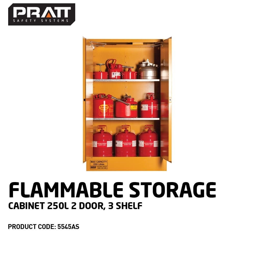 Flammable Liquid Storage Cabinet: 250L - 2 Doors - 3 Shelves 5545AS
