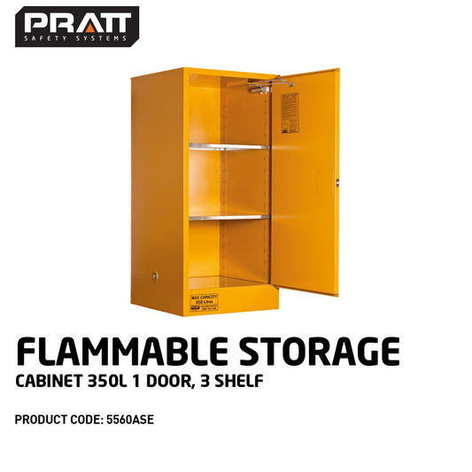 Flammable Liquid Storage Cabinet: 350L - 1 Door - 3 Shelves 5560ASE