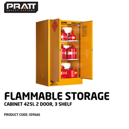 Flammable Liquid Storage Cabinet: 425L - 2 Doors - 3 Shelves 5590AS
