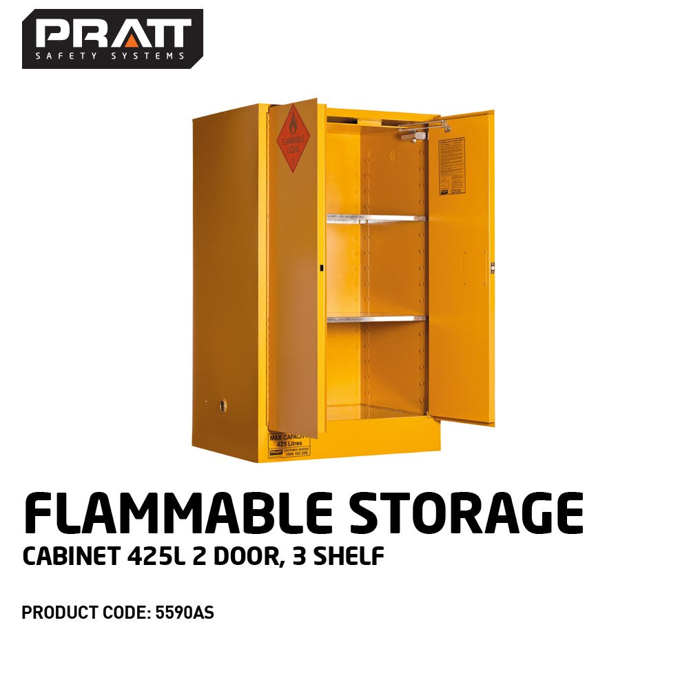 Flammable Liquid Storage Cabinet: 425L - 2 Doors - 3 Shelves 5590AS