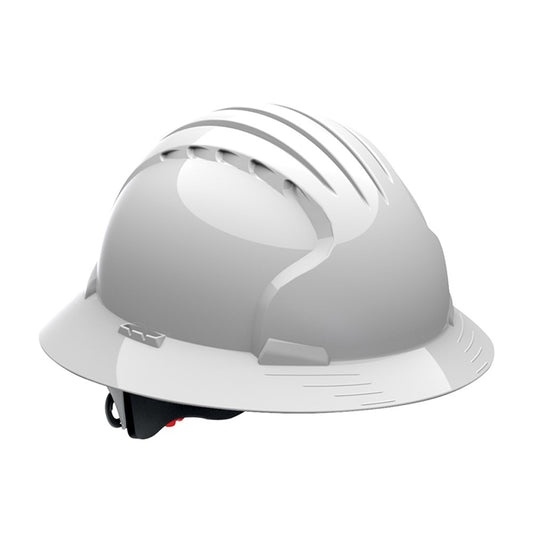 Evo 6100 Full Brim Unvented Wheel Ratchet Hard Hat White