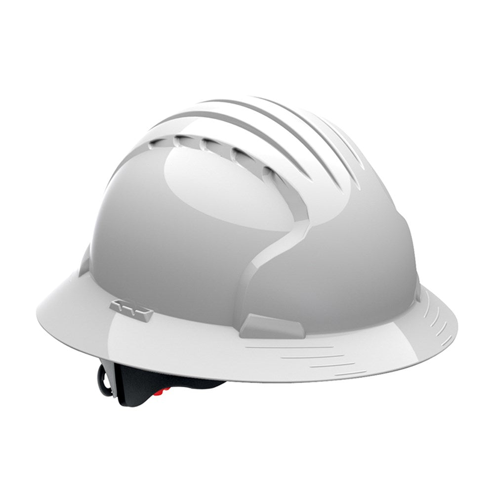 Evo 6100 Full Brim Unvented Wheel Ratchet Hard Hat White