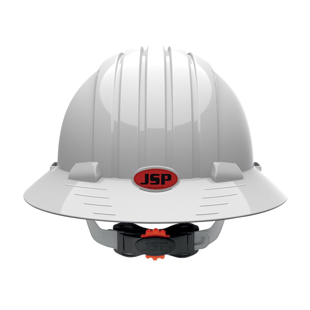 Evo 6100 Full Brim Unvented Wheel Ratchet Hard Hat White