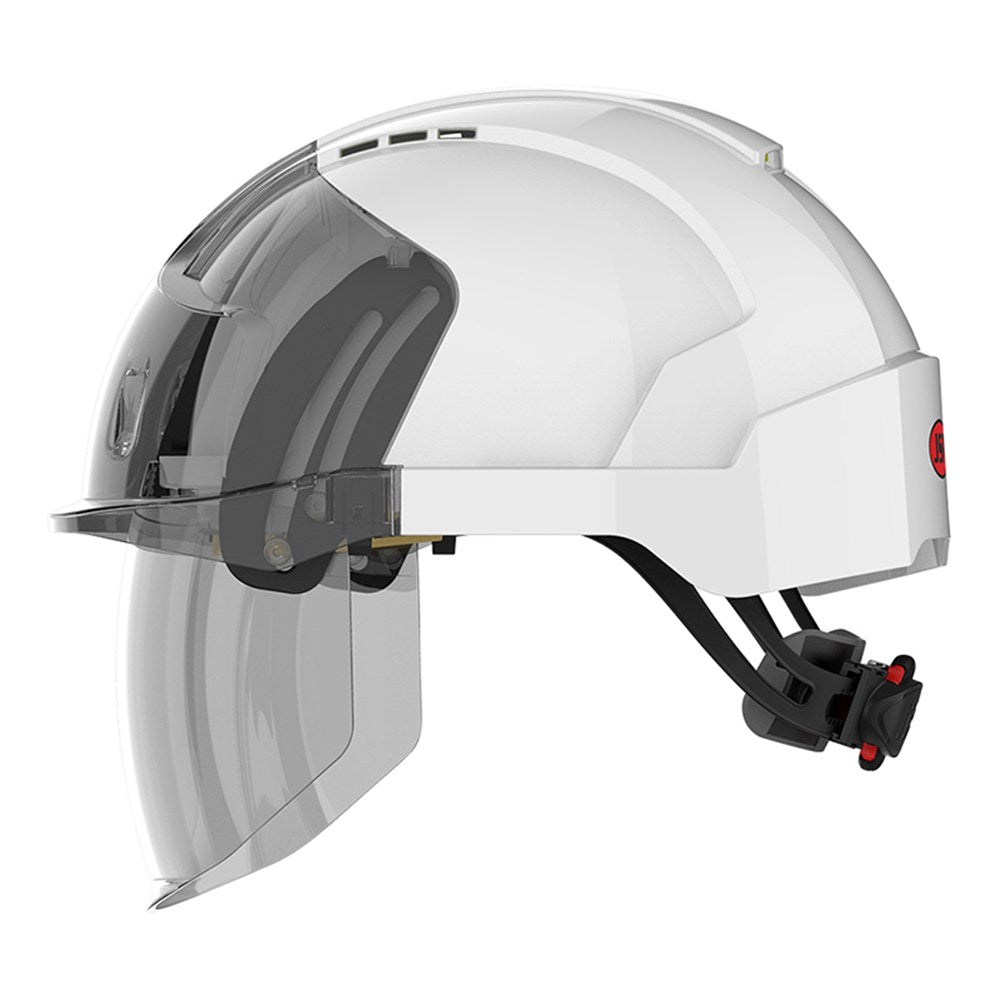 Evo Vista Shield Vented White/Smoke Helmet - Wheel Ratchet - Clear Visor