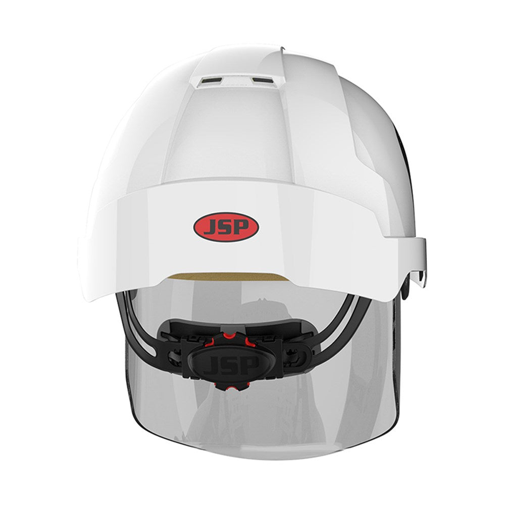 Evo Vista Shield Vented White/Smoke Helmet - Wheel Ratchet - Clear Visor