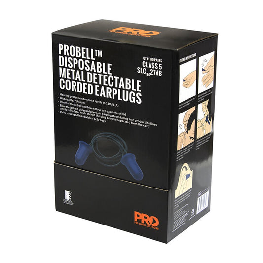 Probell Metal Detectable Earplugs Corded EPBMDC