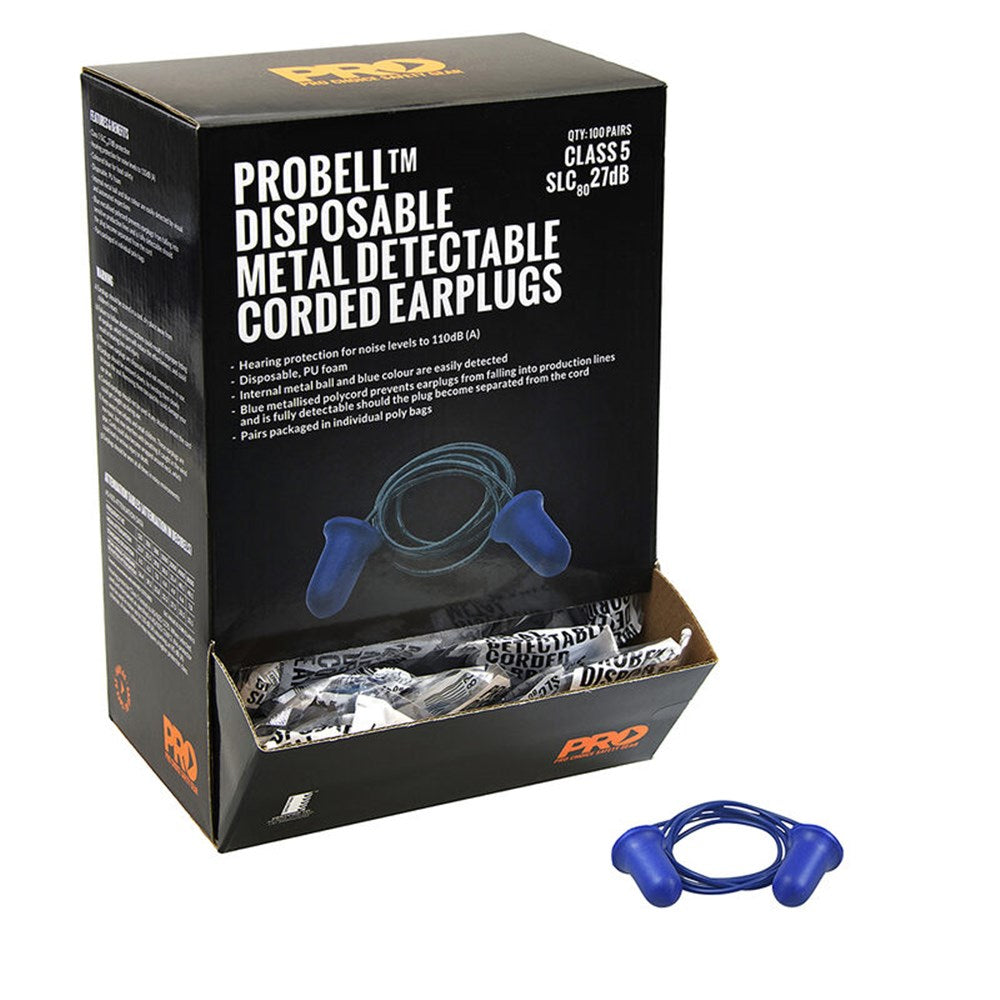 Probell Metal Detectable Earplugs Corded EPBMDC