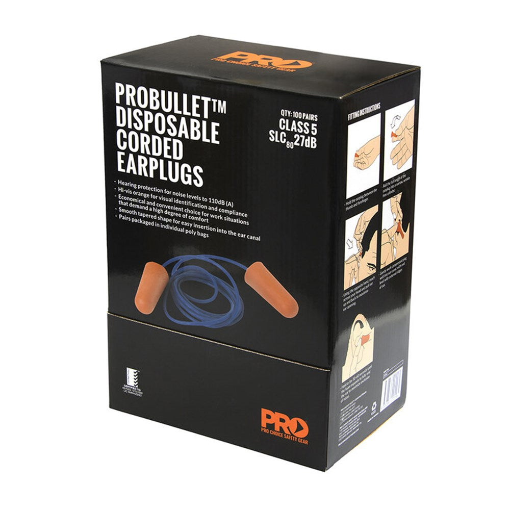 Probullet Disposable Earplugs Corded EPOC