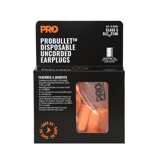 Probullet Disposable Uncorded Earplugs 10 Pack Uncorded