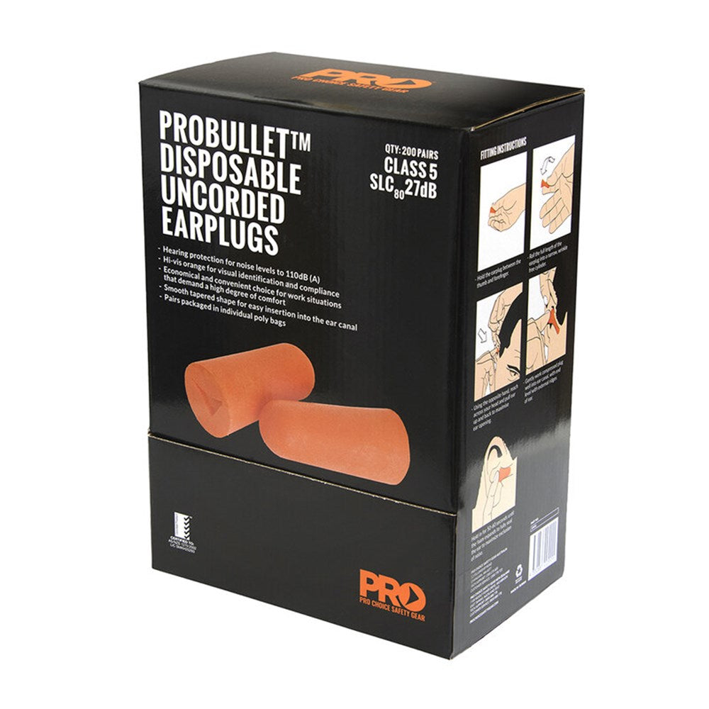Probullet Disposable Uncorded Earplugs Uncorded EPOU