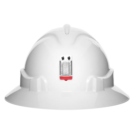 V6 Hard Hat Vented Full Brim + Lamp Bracket Ratchet Harness - White