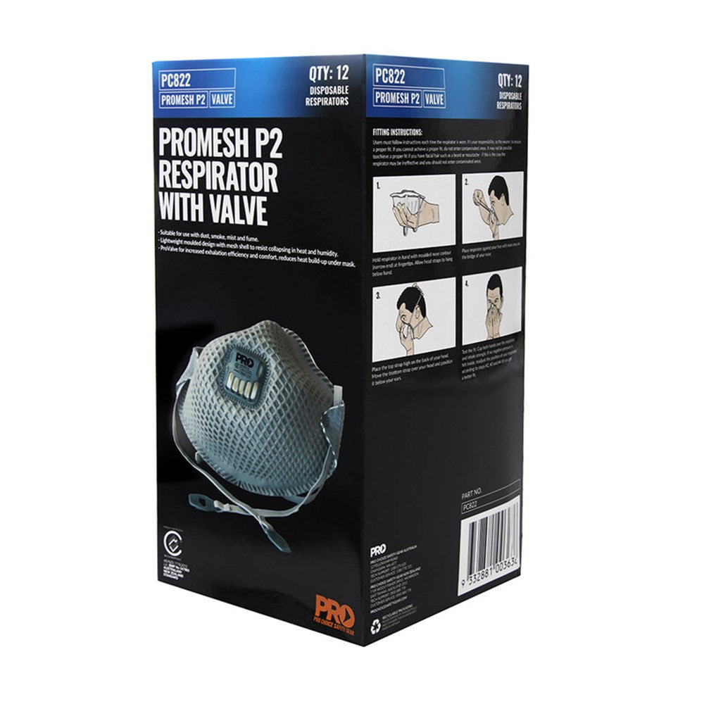 Dust Masks Promesh P2+Valve PC822