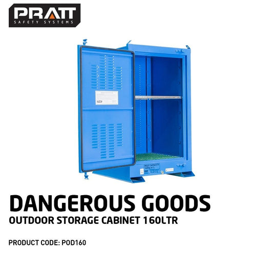 Dangerous Goods Outdoor Storage Cabinet:160L - 1 Door - 2 Shelves POD160