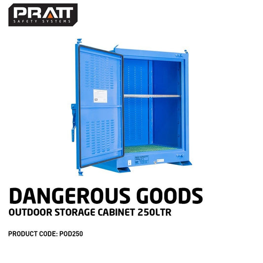 Dangerous Goods Outdoor Storage Cabinet:250L - 1 Door - 2 Shelves POD250