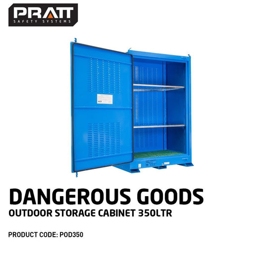 Dangerous Goods Outdoor Storage Cabinet:350L - 1 Door - 3 Shelves POD350