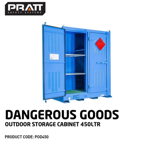 Dangerous Goods Outdoor Storage Cabinet:450L - 2 Doors - 6 Shelves POD450