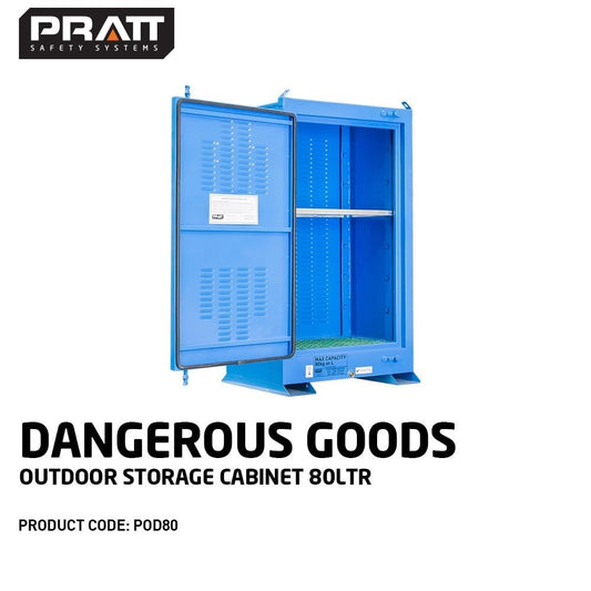 Dangerous Goods Outdoor Storage Cabinet:80L - 1 Door - 2 Shelves POD80