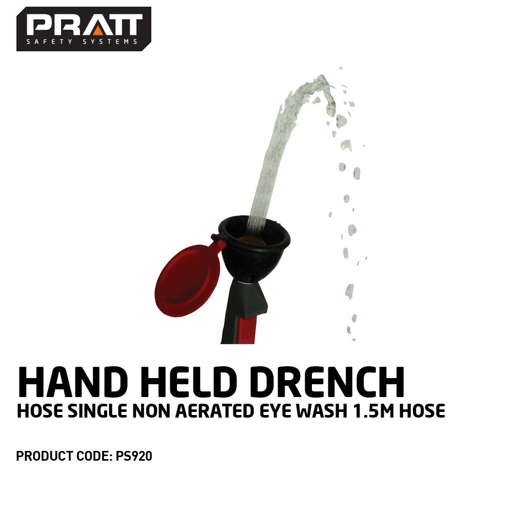 Hand Held Drench Hose Single Non Aerated Eye Wash 1.5M Hose PS920