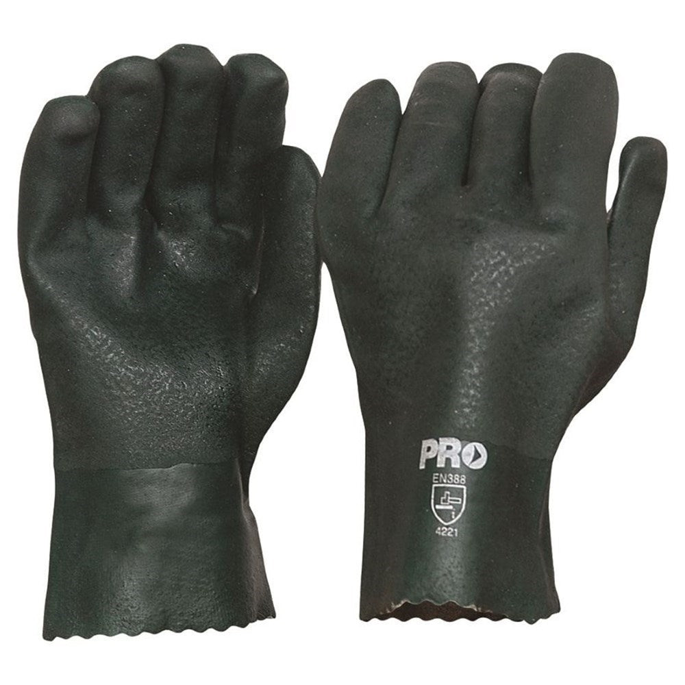 27Cm Green Double Dipped Pvc Gloves Large PVC27DD