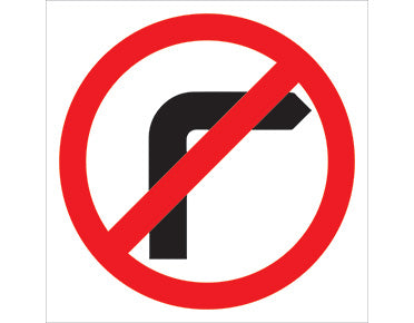No Right Turn Picto 600x600 Class 1 Reflective