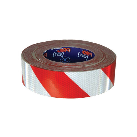 Self Adhesive Reflective Hazard Tape Red & White. 50M X 50Mm RW5050-R