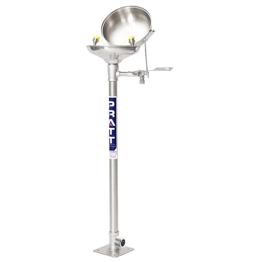Pratt Pedestal Mounted Eyewash With Eye Wash Nozzle With Bowl No Treadle - Flip Top Lid SE584FTL