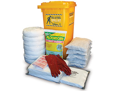 Spill kit – oil and fuel 240L wheelie bin premium SKH240