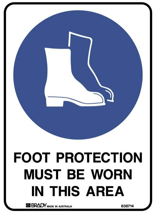 Foot Protection Must Be Worn In This Area Sign