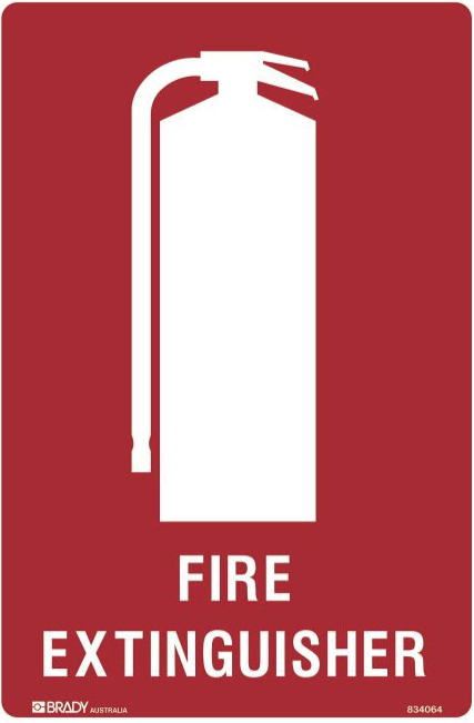 Small Stick On Labels - Fire Extinguisher (Self Adhesive Vinyl) H125mm x W90mm