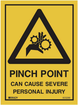 Pinch Point Can Cause Severe Personal Injury - Self Adhesive Vinyl - W125 x H90mm
