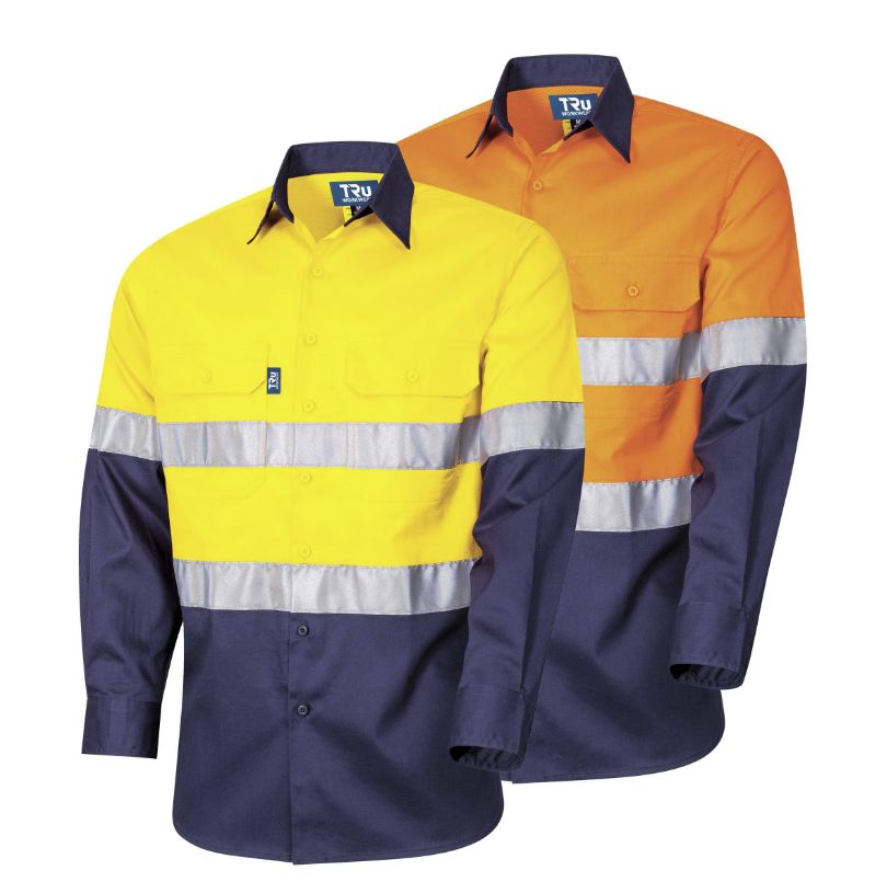 DS2112T1 Regular Weight L/S Cotton Hi-Vis Shirt with Reflective Tape