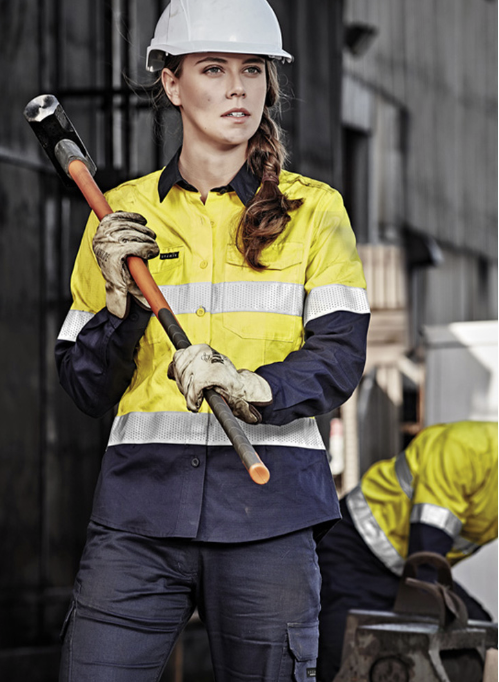 Syzmik Womens Rugged Cooling Hi Vis Taped Long Sleeve Shirt ZW720