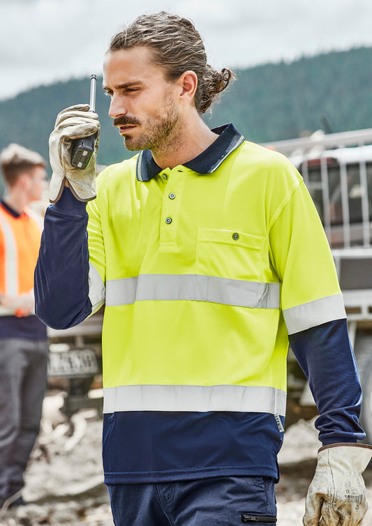 ZH235 Syzmik Mens Hi Vis Spliced Long Sleeve Polo - Hoop Taped