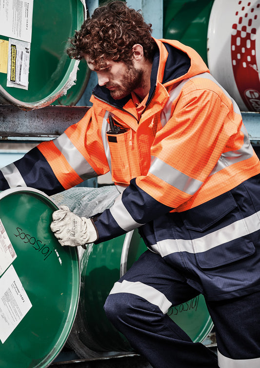 ZJ900 Syzmik Mens Orange Flame Arc Rated Antistatic Waterproof Jacket