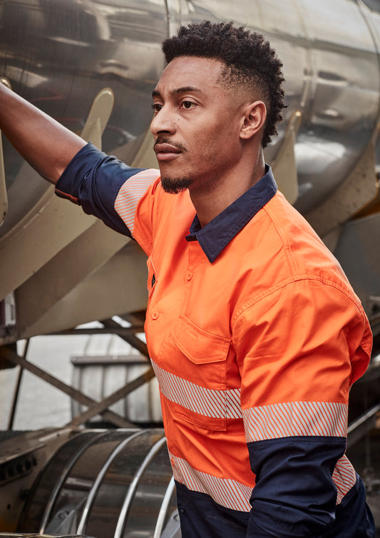 ZW229 Syzmik Mens Rugged Cooling Hi Vis Segmented Tape Long Sleeve Shirt