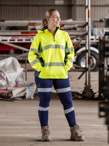 BKL6571T Bisley Women's Flx & Move™ Hi Vis Taped Liquid Repellent Fleece Hoodie