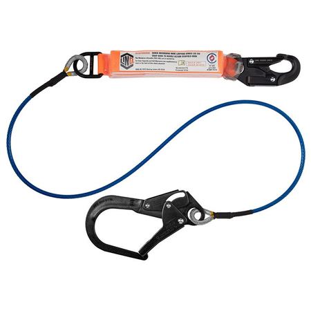 Elite Single Leg Shock Absorbing 2M Wire Rope Lanyard With Hardware Sn & Sd WLSA1SNSDSR